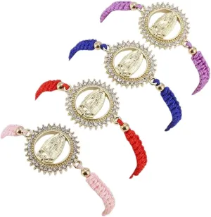 New 2025 Arrival Stylish Bohemian Braided Cord Virgin Mary Bracelet Adjustable Cross Catholic Prayer Wrap Bracelet Women's Religious With For You Accessories Trendy Creative Gift