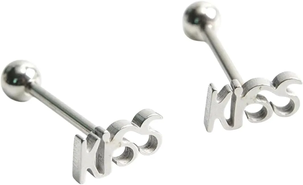 New For Trendy 2025 1Pc Stainless Steel Sexy Punk Tongue Piercing Finger Kiss Tongue Rings Unisex Body Barbell Rings Piercing Jewelry Fashion Accessories Creative Gift