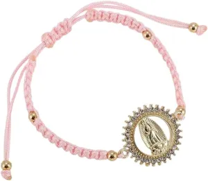 New For Trendy 2025 Stylish Bohemian Braided Cord Virgin Mary Bracelet Adjustable Cross Catholic Prayer Wrap Bracelet Women's Religious Jewelry Fashion Accessories Creative Gift