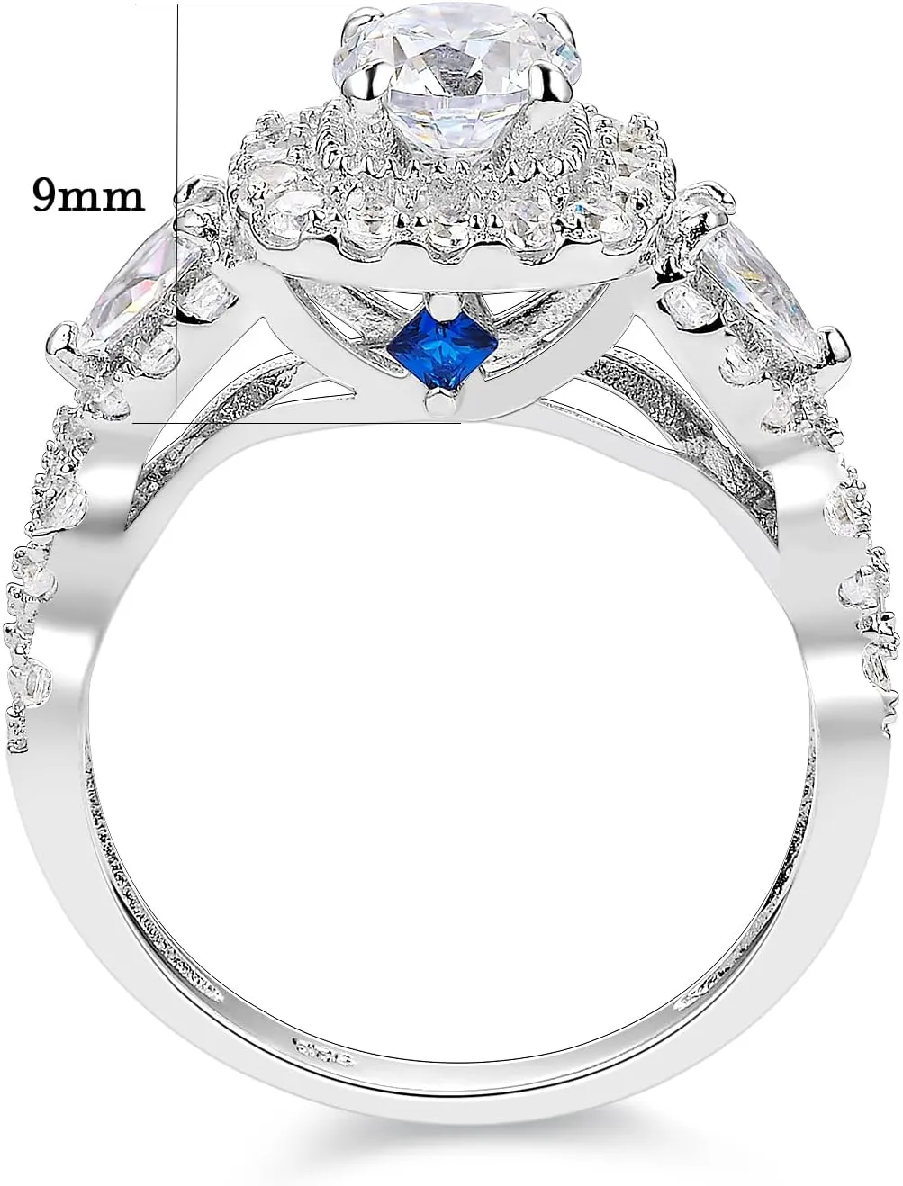 Newshe Jewellery 5A Cz Engagement Wedding Ring Set for Women 925 Sterling Silver 2.4ct Round Pear White Size 4-13