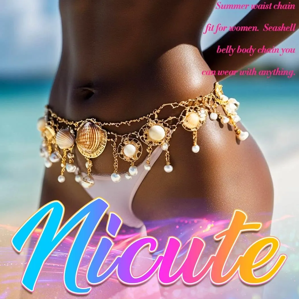 Nicute Gold Wasit Chain Starfish Seashell Tassel Belly Chain Summer Beach Bikini Body Jewelry for Women