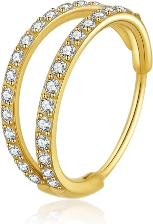 Nose Rings Hoops Gold Silver Conch, Daith, Helix Piercing Jewelry 20G Double Hoop Cartilage Hoop Nose Rings for Women