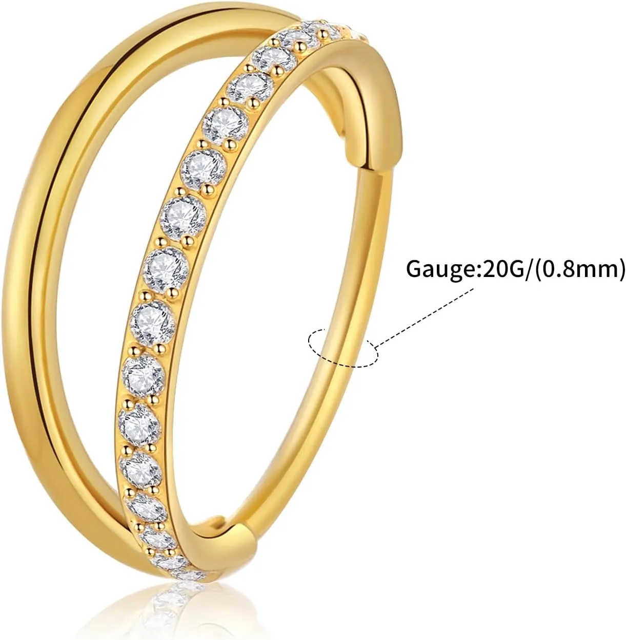Nose Rings Hoops Gold Silver Conch, Daith, Helix Piercing Jewelry 20G Double Hoop Cartilage Hoop Nose Rings for Women