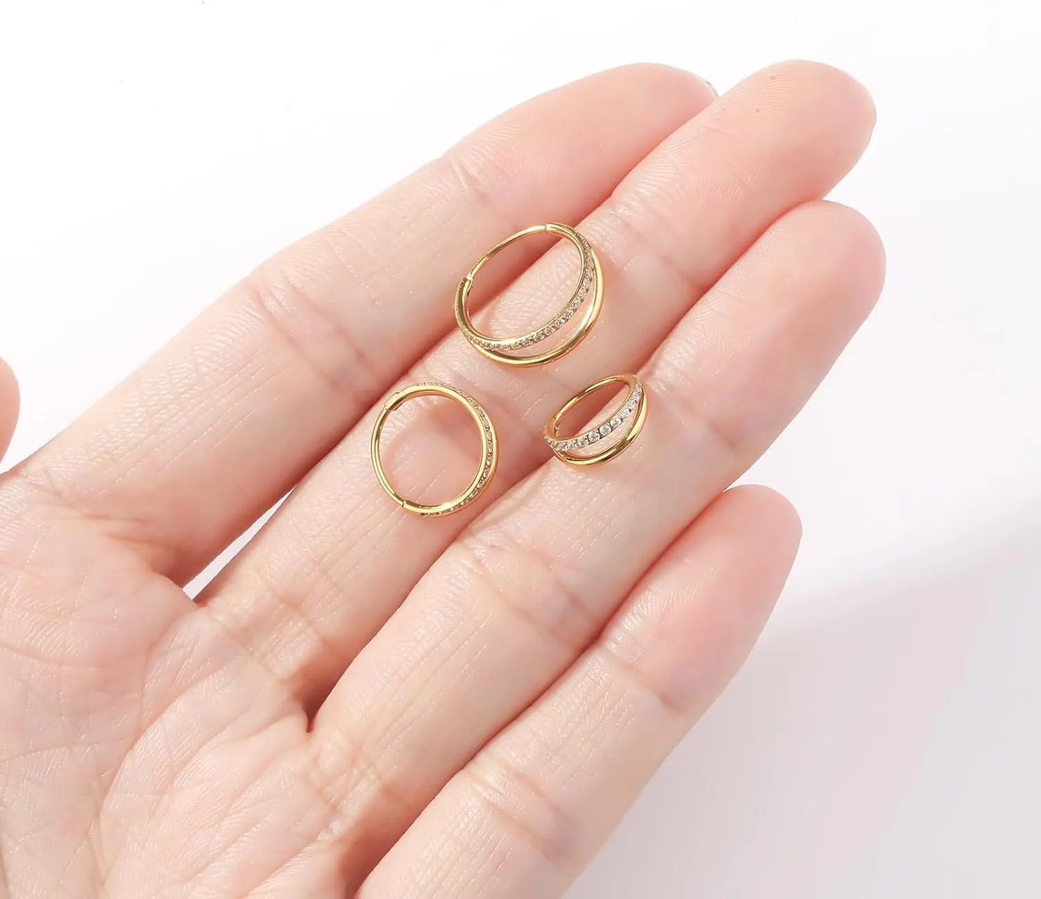 Nose Rings Hoops Gold Silver Conch, Daith, Helix Piercing Jewelry 20G Double Hoop Cartilage Hoop Nose Rings for Women