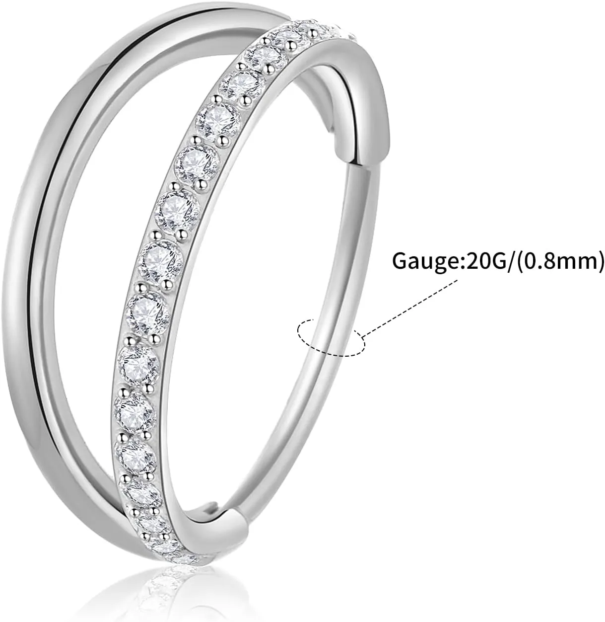 Nose Rings Hoops Gold Silver Conch, Daith, Helix Piercing Jewelry 20G Double Hoop Cartilage Hoop Nose Rings for Women