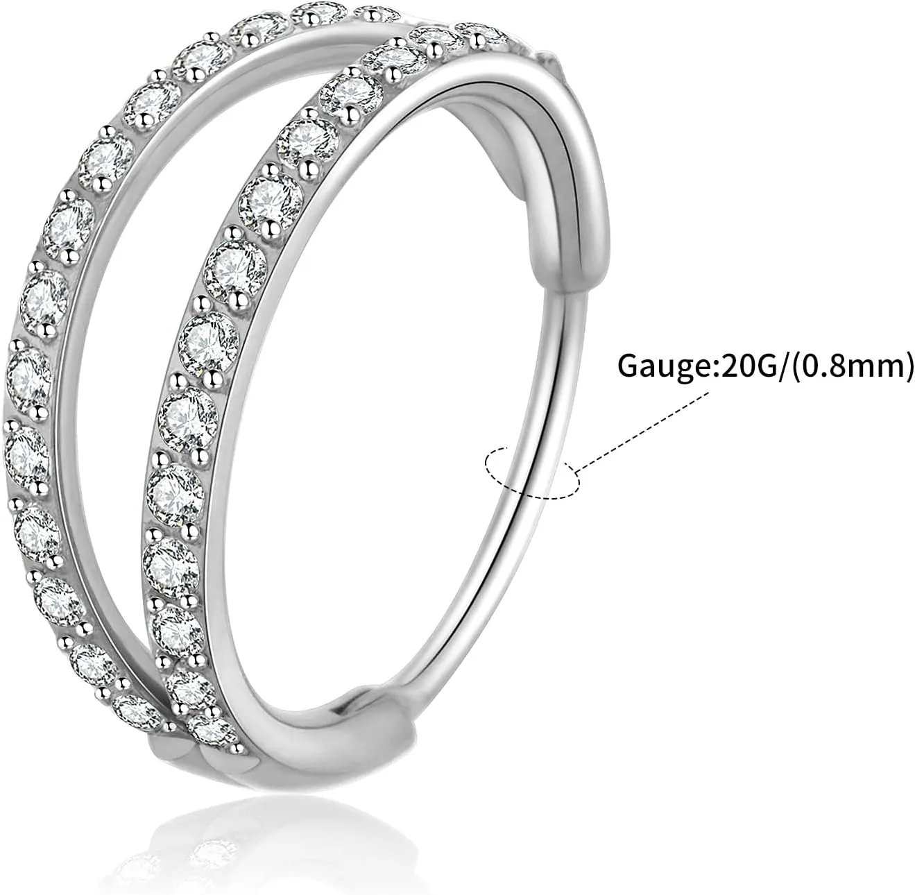 Nose Rings Hoops Gold Silver Conch, Daith, Helix Piercing Jewelry 20G Double Hoop Cartilage Hoop Nose Rings for Women
