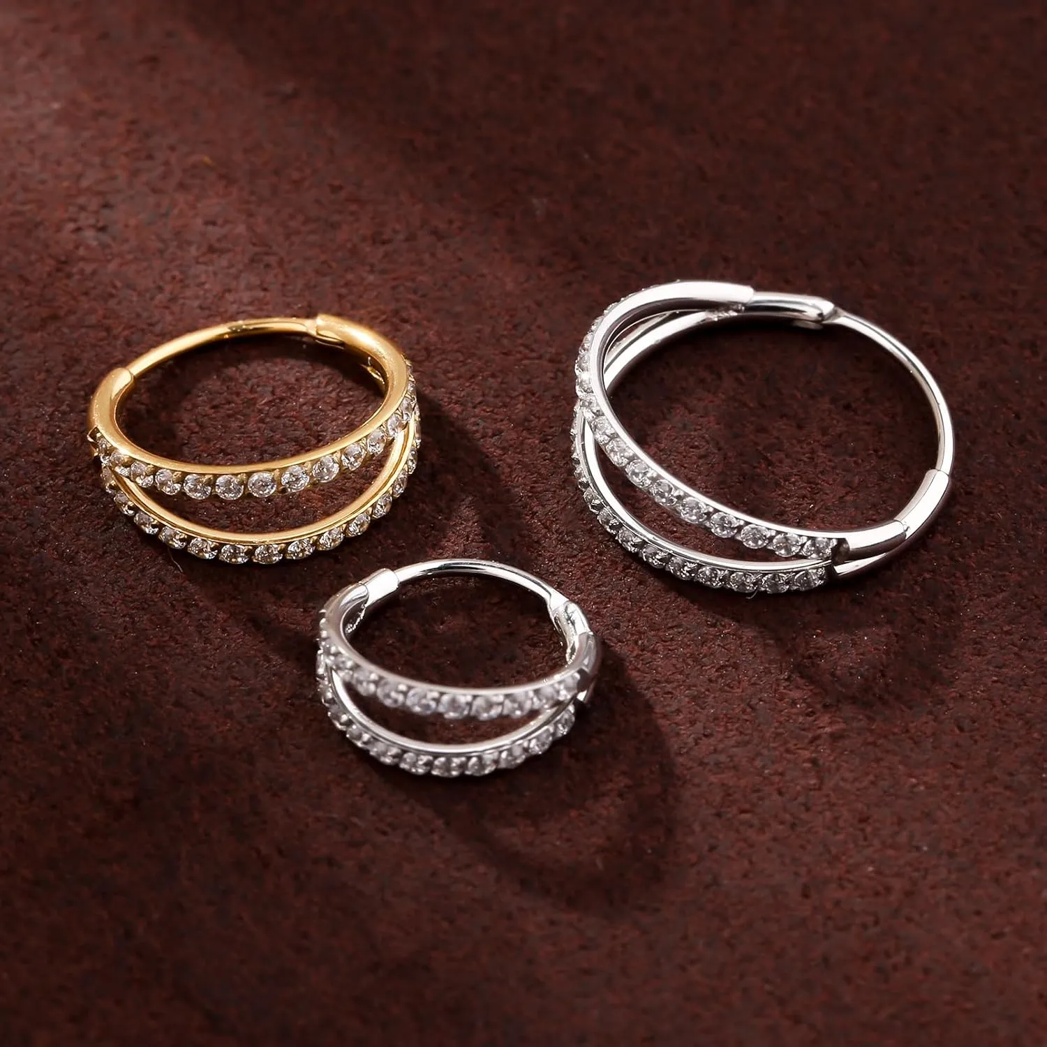 Nose Rings Hoops Gold Silver Conch, Daith, Helix Piercing Jewelry 20G Double Hoop Cartilage Hoop Nose Rings for Women