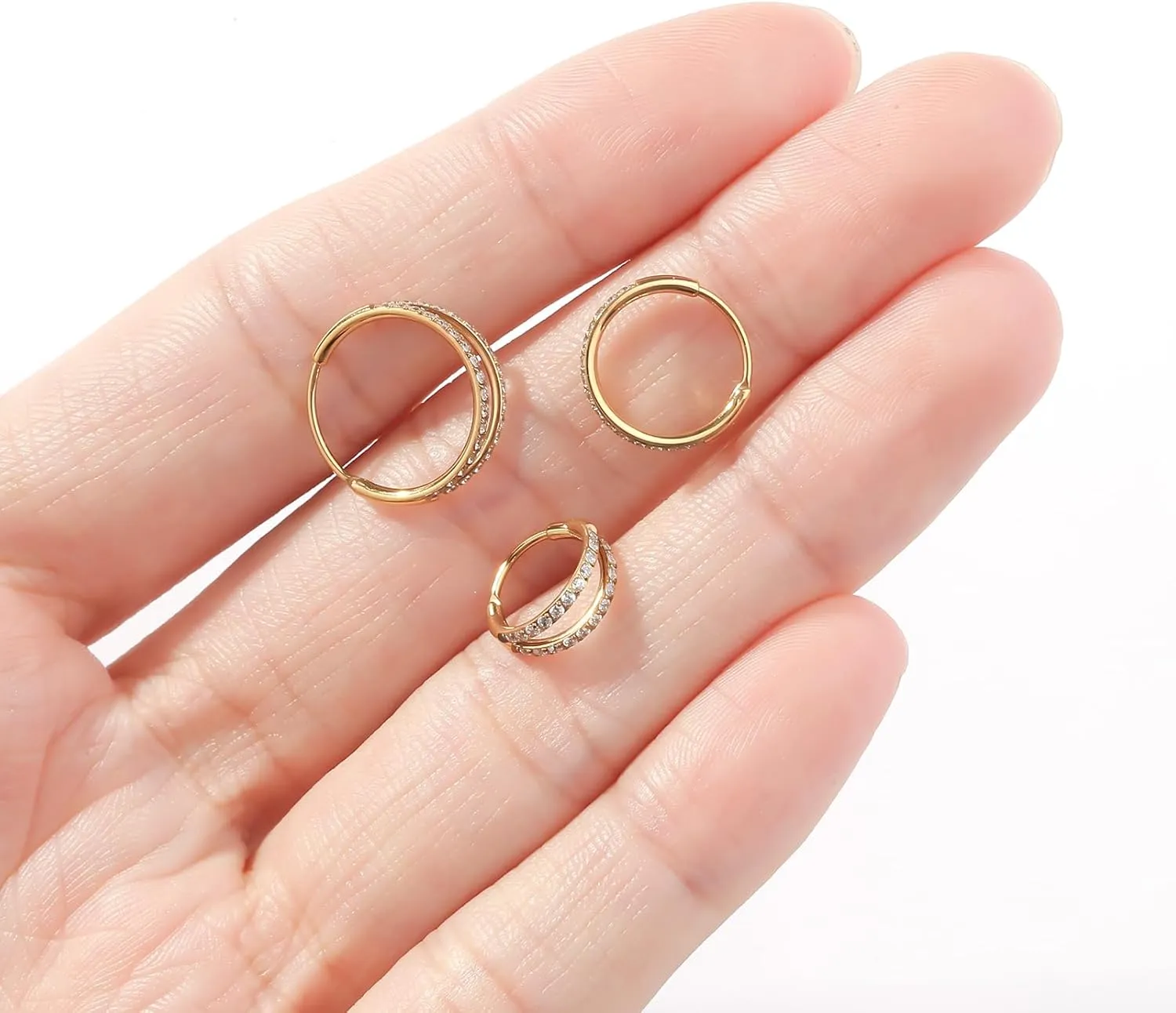 Nose Rings Hoops Gold Silver Conch, Daith, Helix Piercing Jewelry 20G Double Hoop Cartilage Hoop Nose Rings for Women