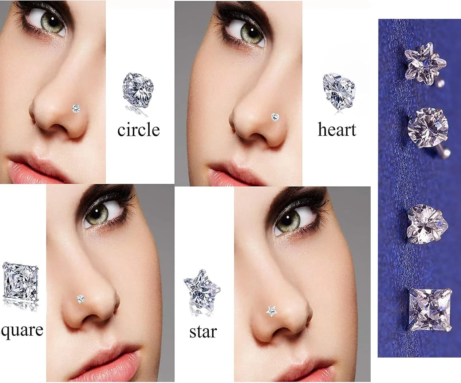 Nose Rings Studs L Screw Bone Shpaed Nose Studs for Women 18g 20g 22g 14K Gold Plated
