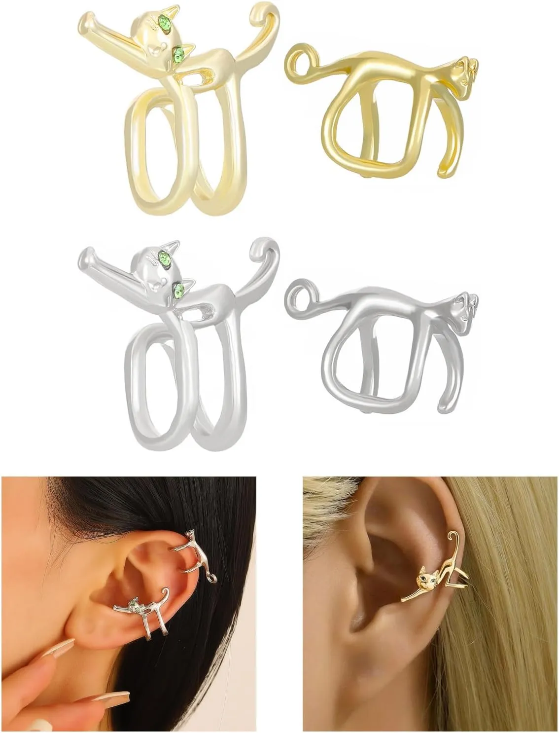 Novelty Cats Shaped Ear Clip for Party Outfits Easy to Wear Ear Cuff Stylish Jewelry