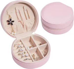 NuAngela Jewelry Box Small Travel Jewelry Organizer Storage, Portable Display PU Leather Case, Jewelry Holder for Women Girls, Necklace Earring Rings Accessories, Mother's Day Birthday Gift