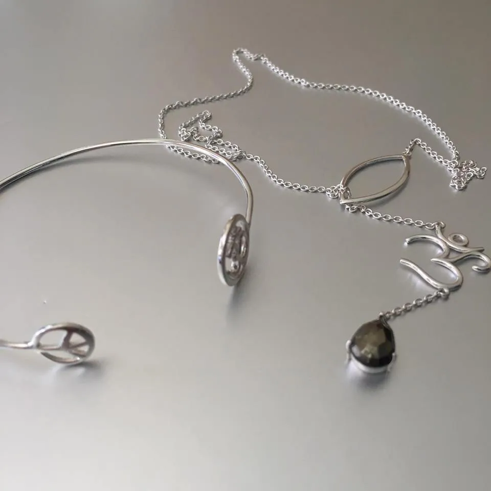 OM Lariat Necklace With Smoky Quartz