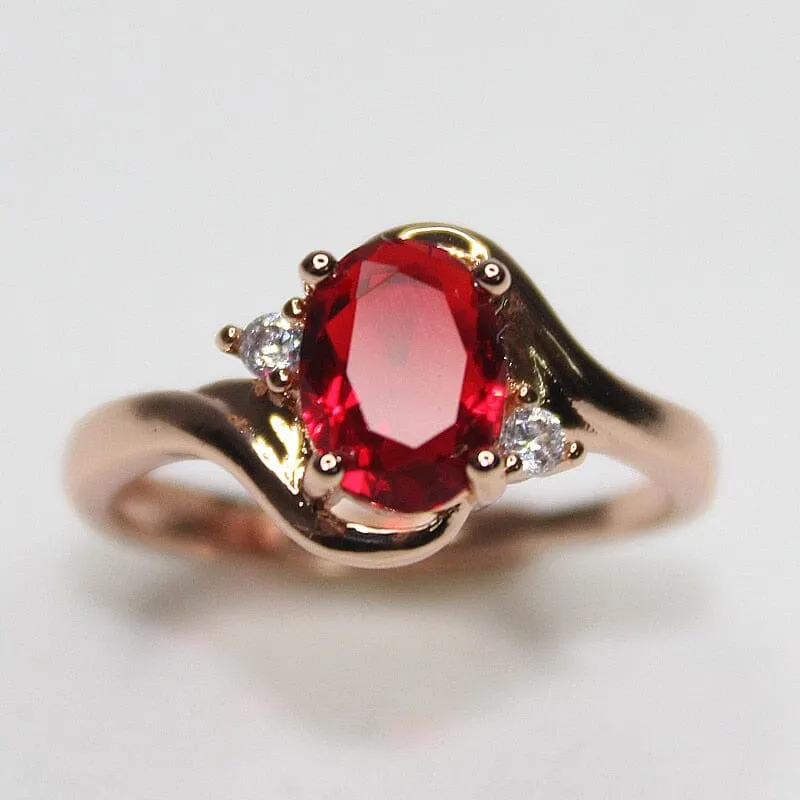Oval Shape Ruby Rose Gold Resizable Ring