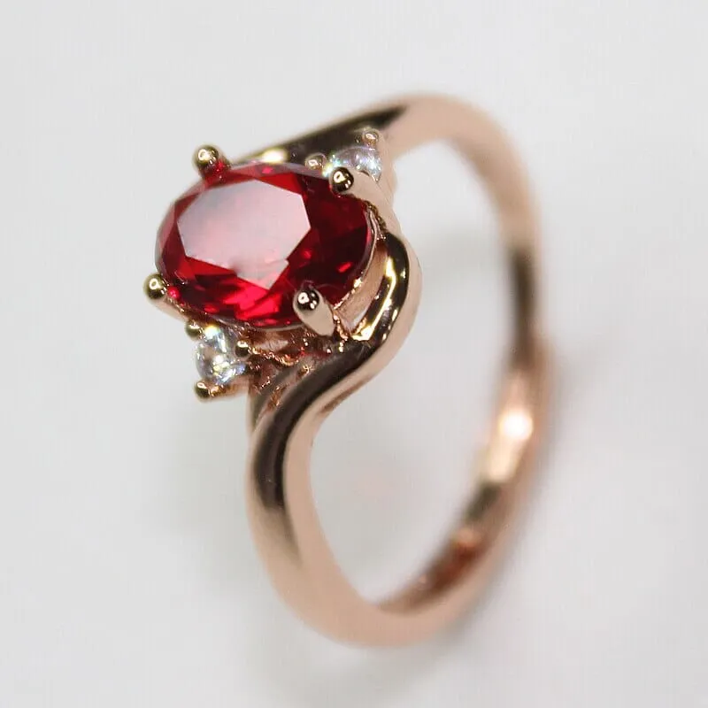 Oval Shape Ruby Rose Gold Resizable Ring