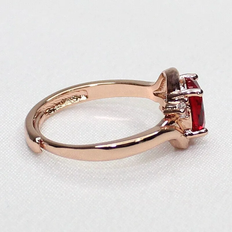 Oval Shape Ruby Rose Gold Resizable Ring