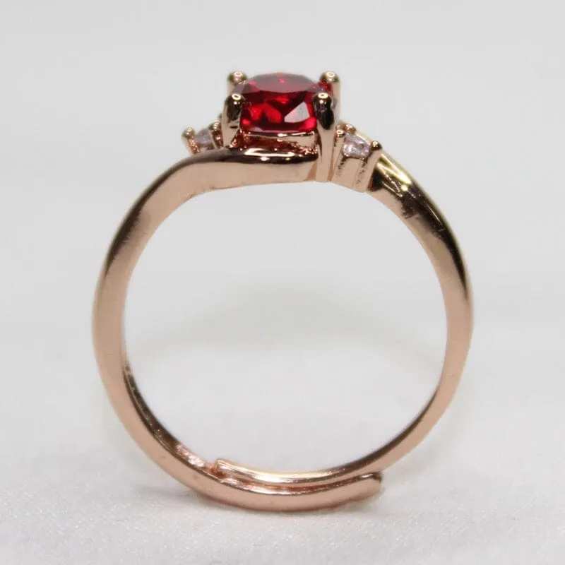 Oval Shape Ruby Rose Gold Resizable Ring