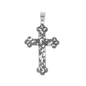Oxidized Solid 925 Sterling Silver Cross Pendant - Bohemian - Filigree - Pendant for Necklace - Handmade - Wedding - Statement Jewelry - Men & Women Gifts