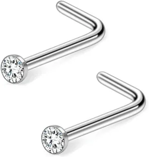 Pack of Two Surgical Steel Steel Nose Rings Assorted 20ga Body Jewelry Piercing