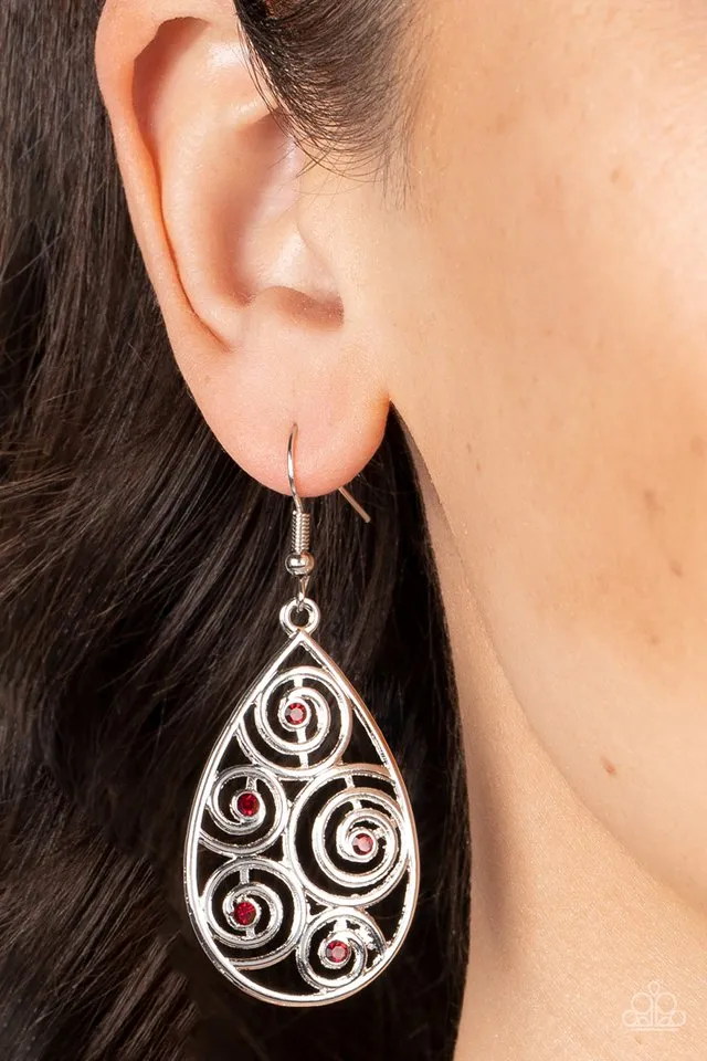 Paparazzi Earring ~ Billowy Bliss - Red