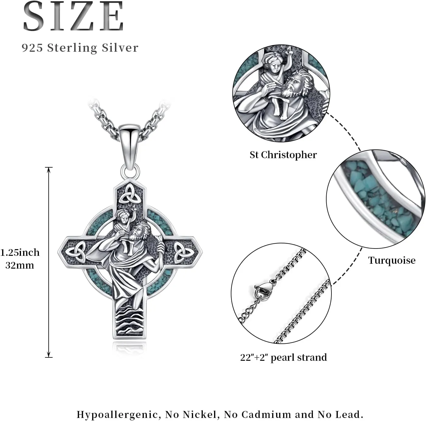 Patron Saint Medal Necklace 925 Sterling Silver Religious Protection Pendant Necklace Catholic Jewelry Gift for Men Women