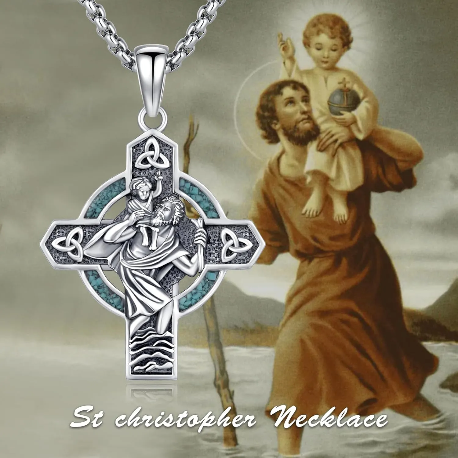 Patron Saint Medal Necklace 925 Sterling Silver Religious Protection Pendant Necklace Catholic Jewelry Gift for Men Women