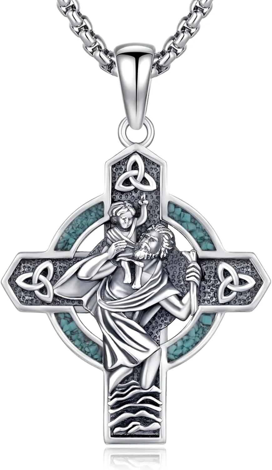 Patron Saint Medal Necklace 925 Sterling Silver Religious Protection Pendant Necklace Catholic Jewelry Gift for Men Women