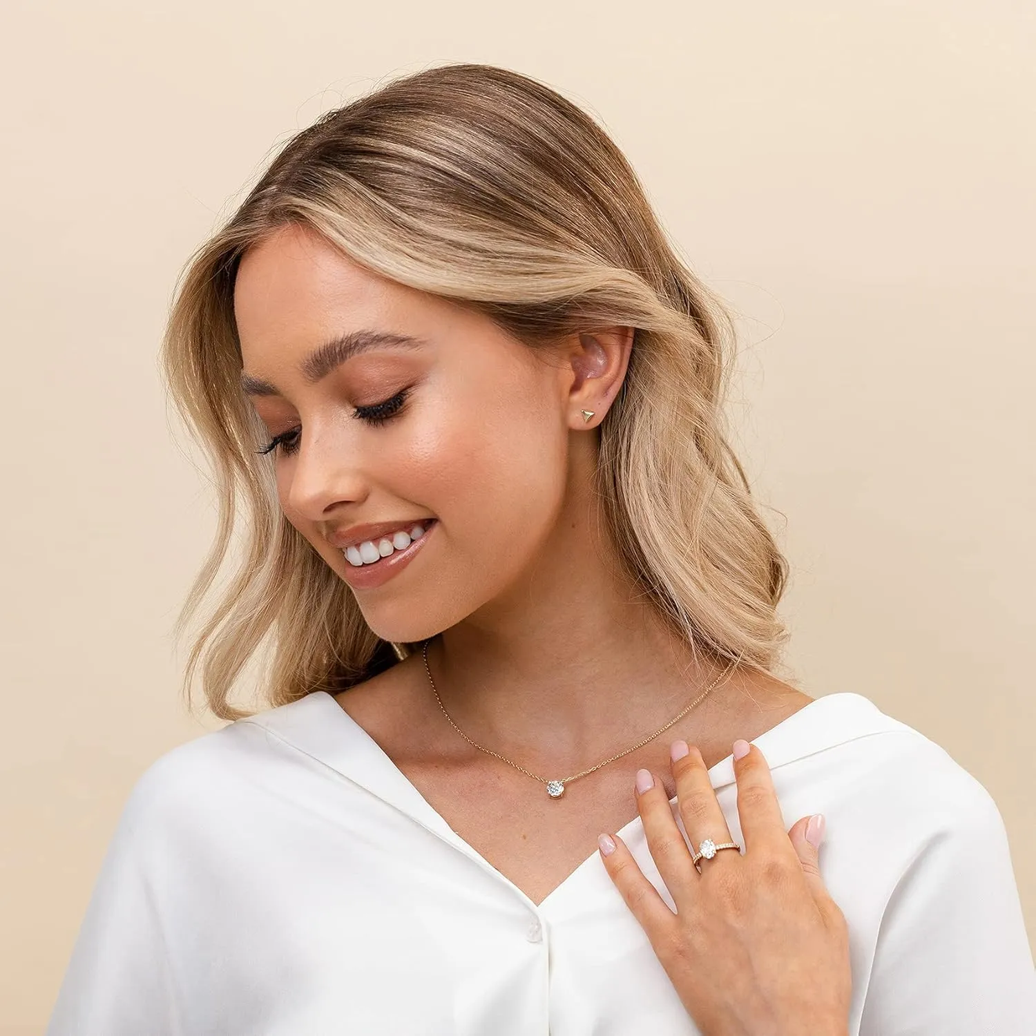PAVOI 14K Gold Plated Crystal Solitaire 1.5 Carat (7.3mm) Cubic Zirconia Dainty Choker Necklace | Gold Necklaces for Women