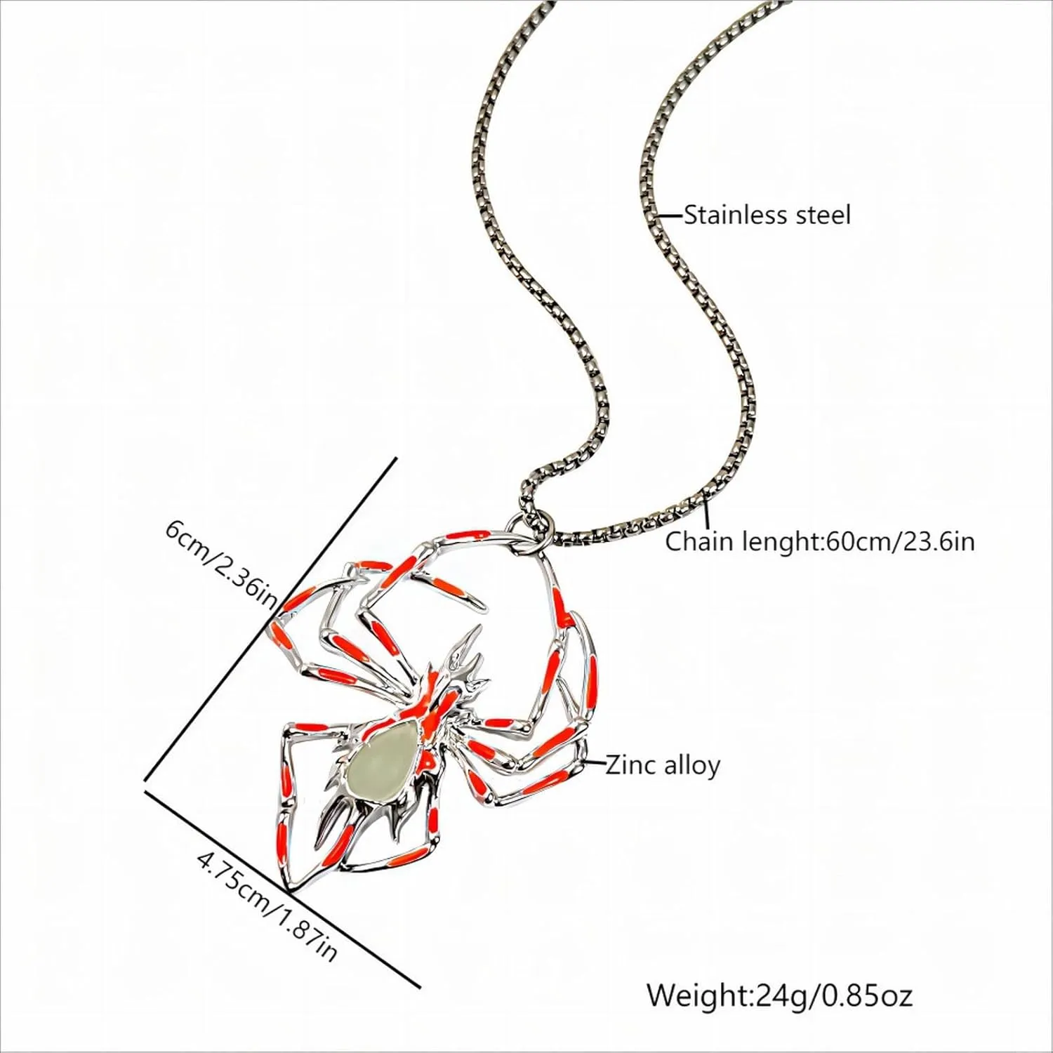 Pearl and Beaded Necklace Halloween Glow in The Dark Pendant for Men Stylish Hip Hop Alloy Glowing Necklace