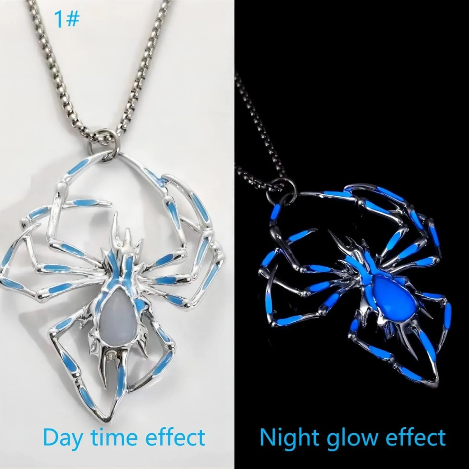Pearl and Beaded Necklace Halloween Glow in The Dark Pendant for Men Stylish Hip Hop Alloy Glowing Necklace