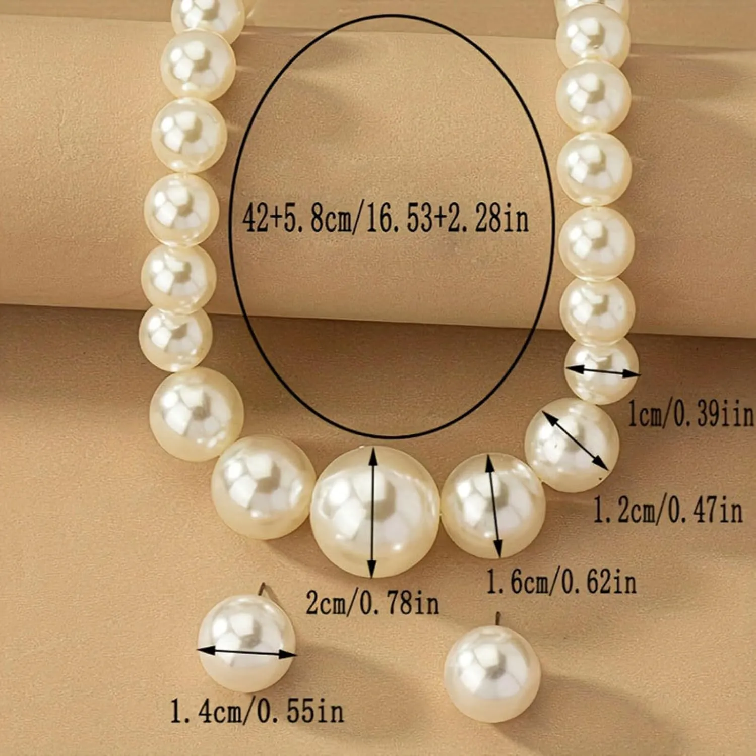 Pearl Necklace Earrings Set for Women Chunky Pearl Choker Big Pearl Stud Earrings Gold Pearl Choker Necklace Pearl Statement Necklace Faux Pearl Jewelry Set Wedding Jewelry