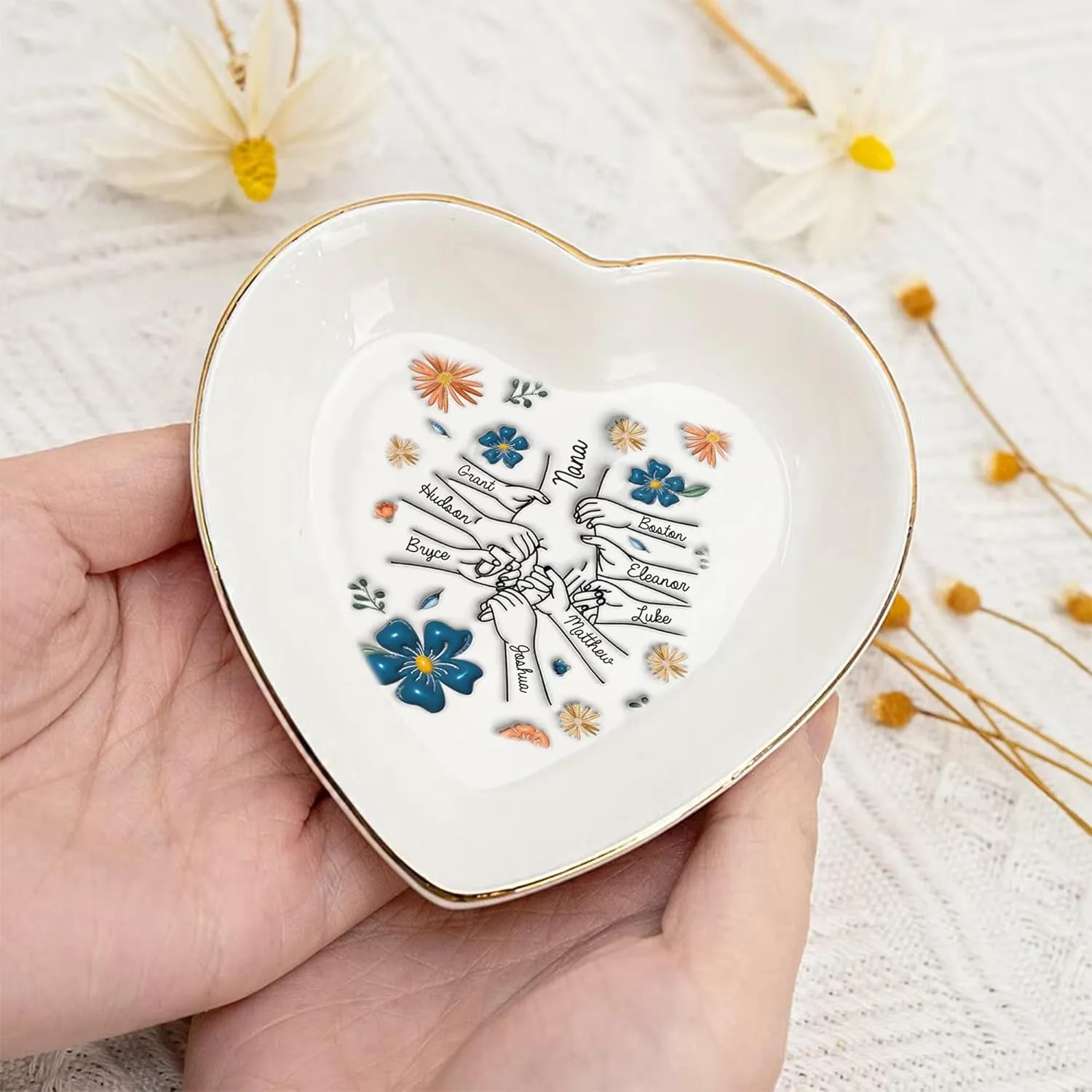 Personalized Birth flower Trinket Dish Name, Custom Ring Dish for Girl Women, Jewelry Dishs - Bridal Shower Gift - Mother's Day Gifts - Bride Gift - Bridesmaid GifT - Daughter Birthday Gifts/2