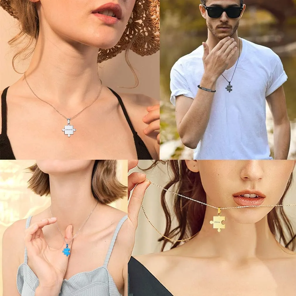 Personalized Gold BFF Necklace for 3 Pcs Split Heart Matching Friendship Couple Necklaces 14k Gold Plated 925 Sterling Silver Pendant Custom Gifts for Best Friend Women