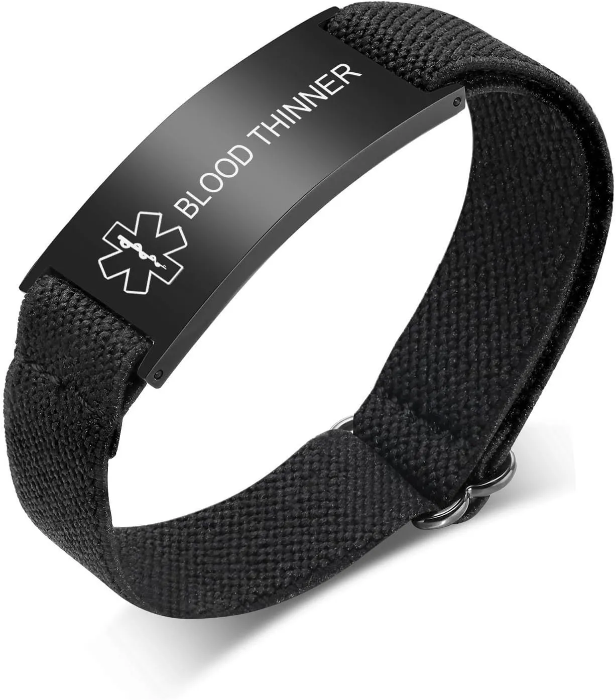 Personalized Medical Alert Bracelet for Men - Customized Elastic Strap Stainless Steel ID Bracelets Engraved Medic Info, Emergency Awareness Medic ID Bracelet for Autism Allergy Diabetic Epilepsy
