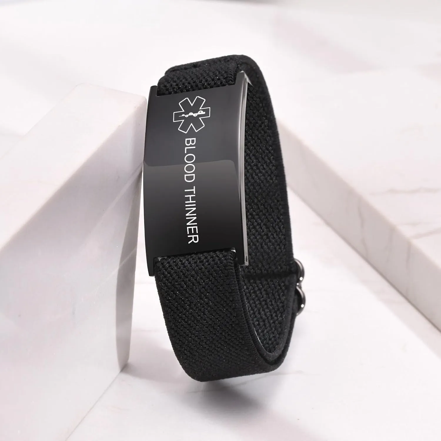 Personalized Medical Alert Bracelet for Men - Customized Elastic Strap Stainless Steel ID Bracelets Engraved Medic Info, Emergency Awareness Medic ID Bracelet for Autism Allergy Diabetic Epilepsy