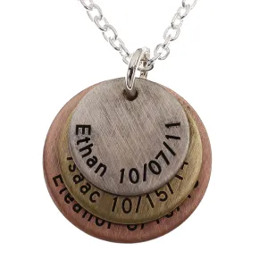 Personalized Necklace for Dad for Father's Day, Custom Engraved Pendant for Men, Rustic Style Name Necklace, Present for Dad Grandpa from Kids Grandkids or Wife
