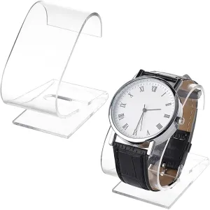 PH PandaHall 2pcs Clear Watch Stand, 2.4 x 2.4 x 1.3 inch Single Watch Holder Display Acrylic Bracelet Display Rack Jewelry Holder Stand Watch Organizer Storage for Men Women