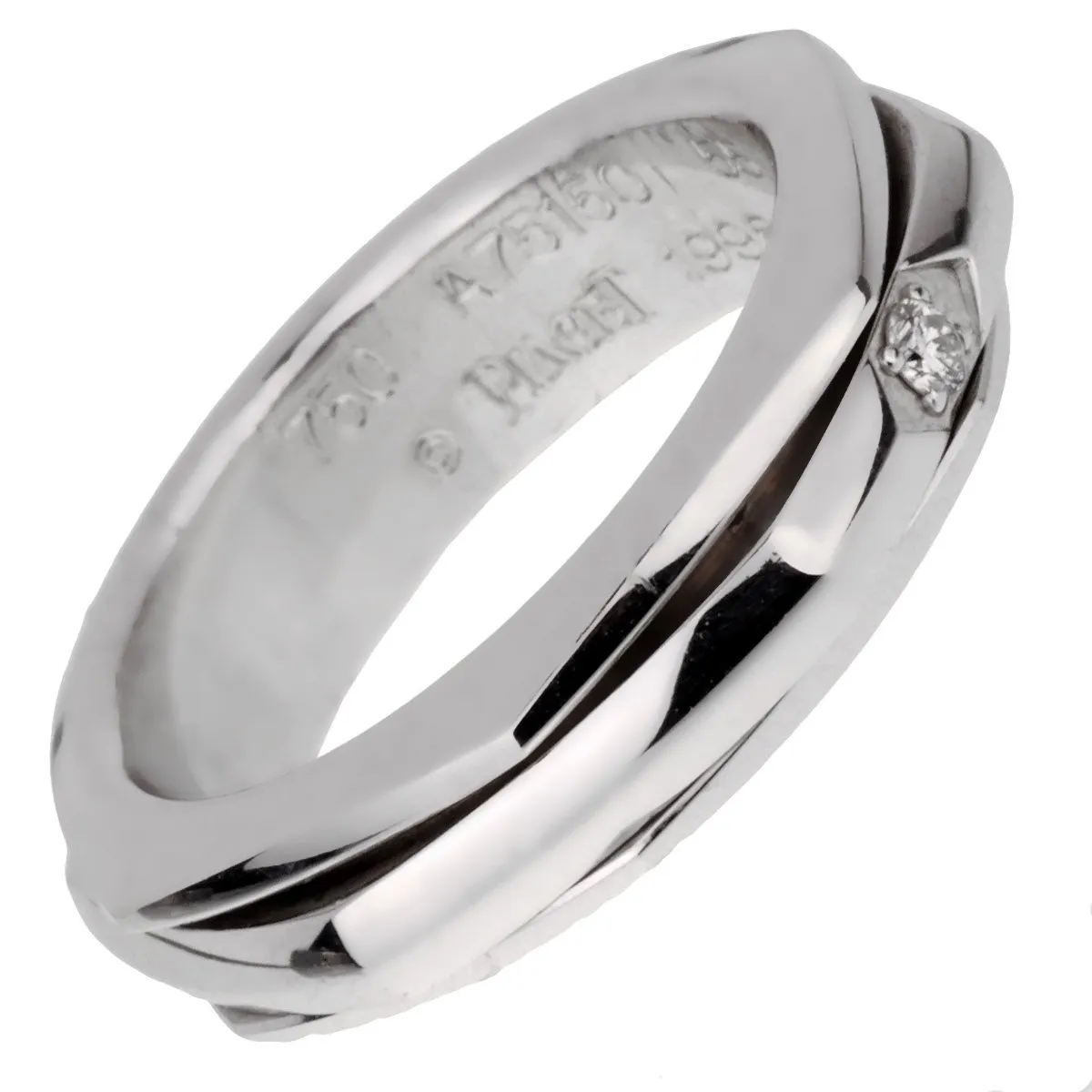 Piaget Possession Hexagon Diamond White Gold Ring Sz 7