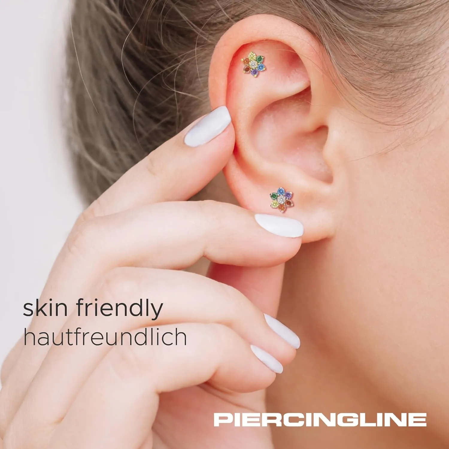 PIERCINGLINE Surgical Steel Piercing Stud Earring with Colorful Flower | Cartilage Earring, helix piercing jewelry, tragus piercing in 4 stylish colors