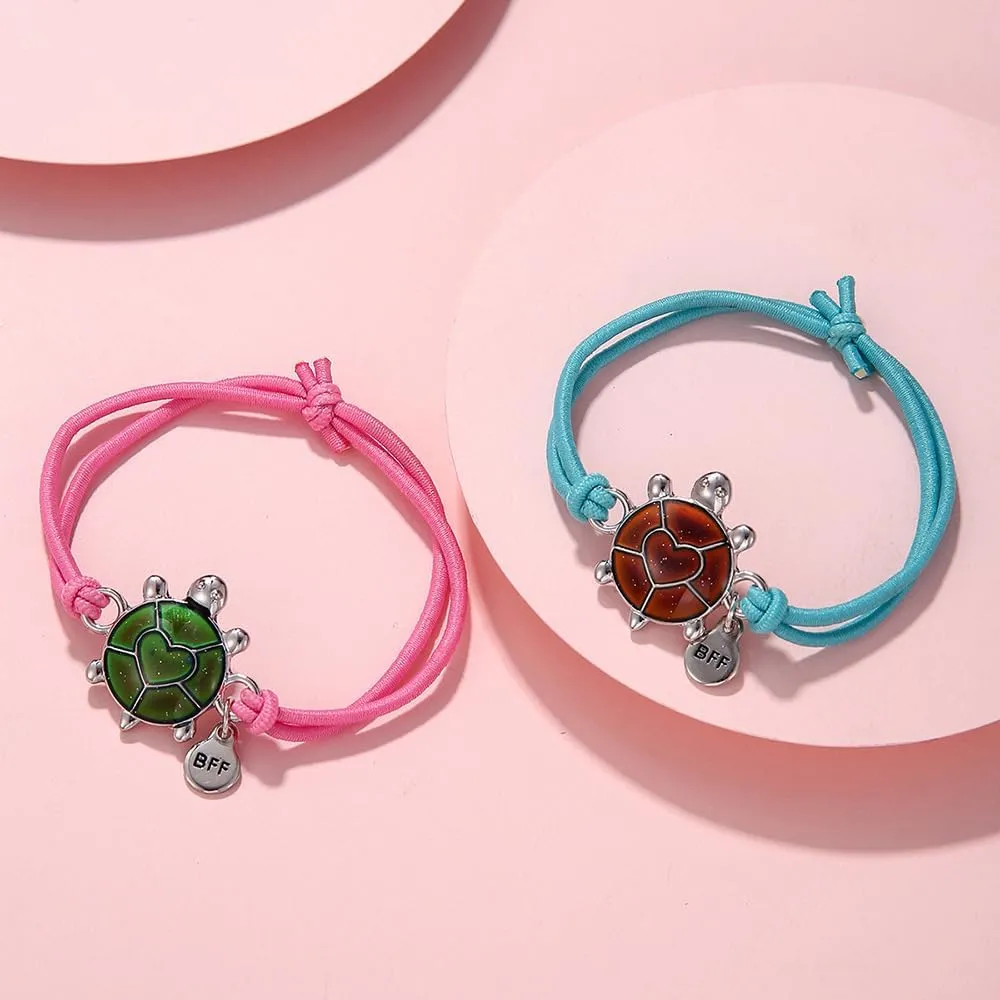 Pingyongchang Cute Cartoon Animal Color Changing Bracelet for Women Dinosaur Frog Dragon Turtle Temperature Sensing Mood Bracelet with Card Friendship Jewelry Birthday Gift