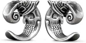 PONWAG 1 Pair Halloween Ear Gauges Skeleton Witch's Hat Opening Saddle Ear Plug Double Flare Tunnels For Ear Stretcher Expander Brass Piercing Earrings