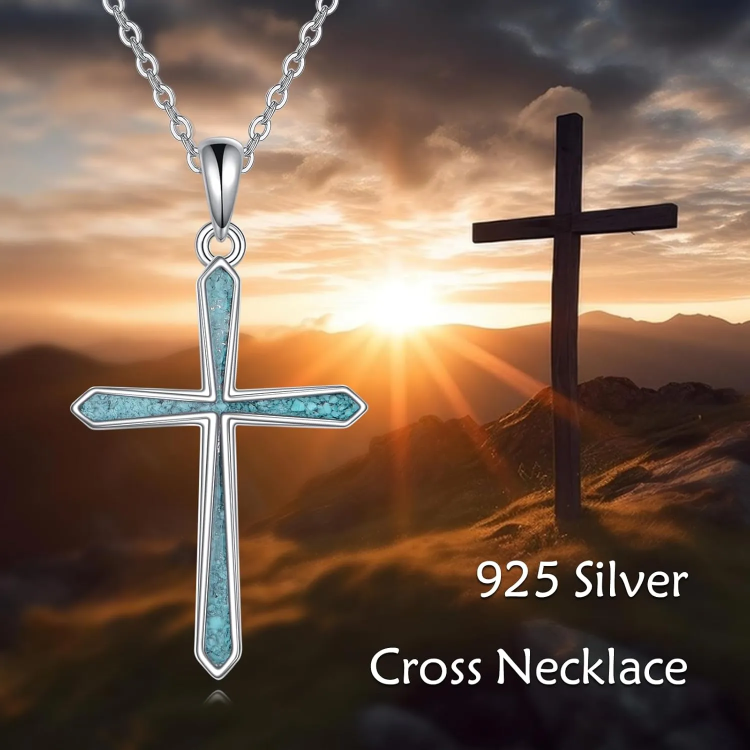 POPLYKE Cross Necklace 925 Sterling Silver Sea Turtle Necklace Turtle Necklace Cross Jewelry for Women