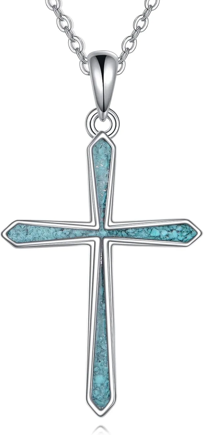 POPLYKE Cross Necklace 925 Sterling Silver Sea Turtle Necklace Turtle Necklace Cross Jewelry for Women