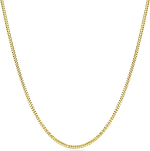 PORI JEWELERS 18K Gold Over Solid 925 Sterling Silver 2MM, 2.5MM, 3.5MM, 4MM Miami Cuban Chain Necklace- 16"-30"