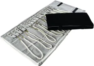 Portable Jewelry Roll Necklace Travel Storage Displays Holder 16 Chain Grey Black