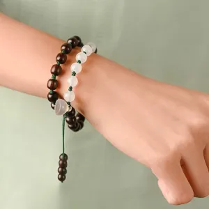 Prayer Beads,Beads Necklace,Bracelet, Prayer Beads Natural Indian Rosewood Agate with Lotus Pendant Tibetan Buddhist Bead Jewelry(Color:Wood)