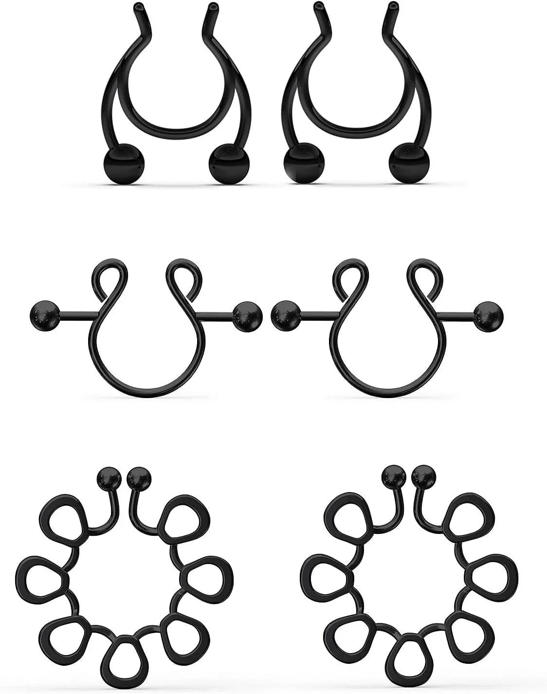 Prjndjw Fake Nipple Rings Stainless Steel Fake nipple piercing Faux Nipple Ring Non Piercings Adjustable Nipple rings Clip-on For Women Body Piercing Jewelry