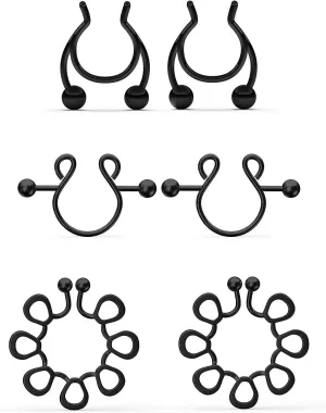 Prjndjw Fake Nipple Rings Stainless Steel Fake nipple piercing Faux Nipple Ring Non Piercings Adjustable Nipple rings Clip-on For Women Body Piercing Jewelry