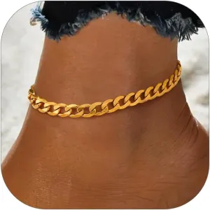 PROSTEEL Stainless Steel Chain Anklets for Women, Silver/Gold Tone, Ankle Bracelets Hypoallergenic, 8-10.5 Inch Adjustable, Come with Box