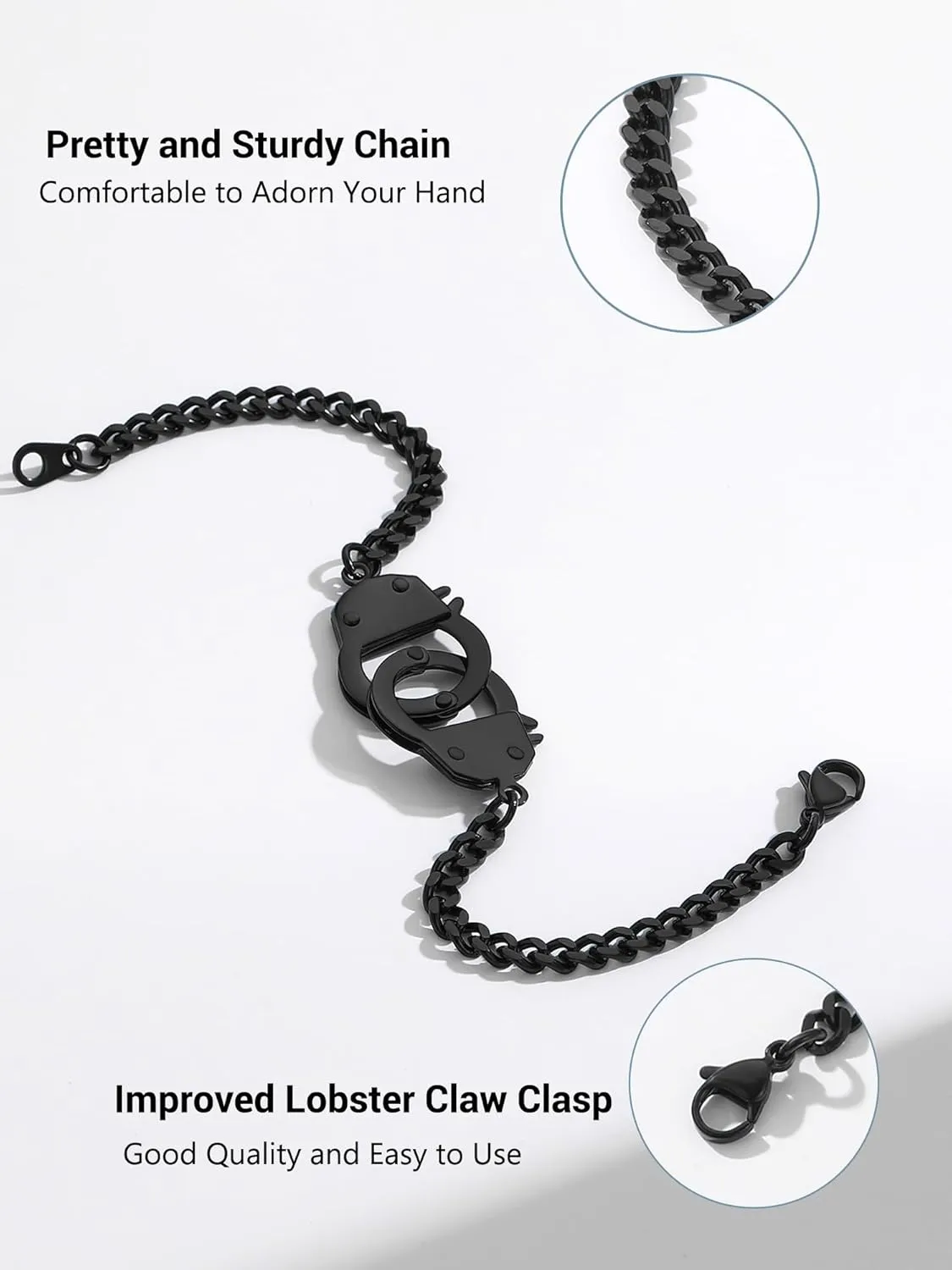 PROSTEEL Trendy Handcuffs Design/Customize Words Ankle Bracelet For Women, 316L Stainless Steel Anklets Silver/Gold/Black Tone, Hypoallergenic, Come with Box