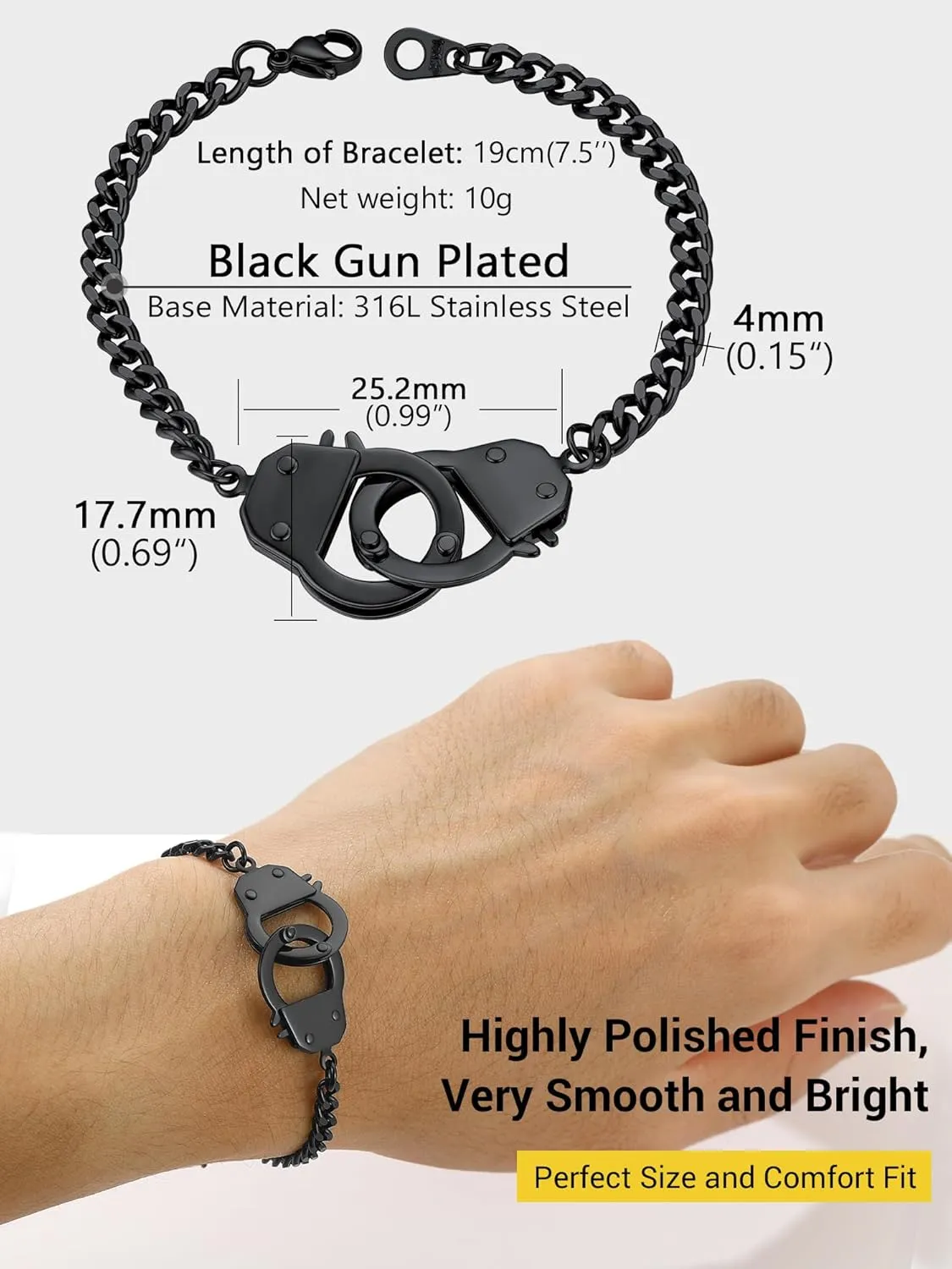 PROSTEEL Trendy Handcuffs Design/Customize Words Ankle Bracelet For Women, 316L Stainless Steel Anklets Silver/Gold/Black Tone, Hypoallergenic, Come with Box